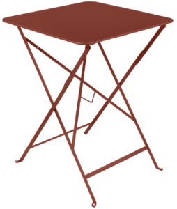 Okrově červený kovový skládací stůl Fermob Bistro 57 x 57 cm