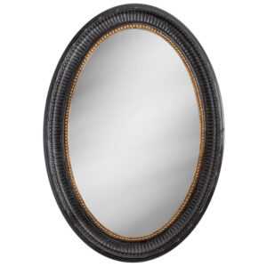Moebel Living Černé oválné závěsné zrcadlo Balton 95 x 135 cm
