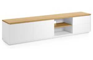 Bílý lakovaný TV stolek Kave Home Abilen 200 x 26 cm