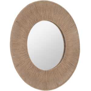 Přírodní jutové kulaté závěsné zrcadlo Kave Home Damira Ø 100 cm