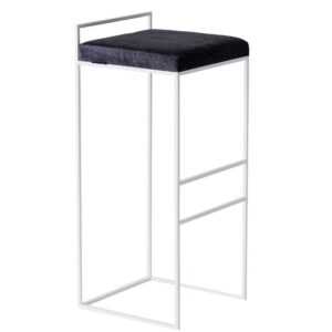 Nordic Design Bílá kovová barová židle Daisy 77 cm s šedým sedákem