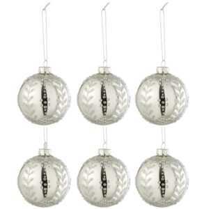 Set šesti stříbrných skleněných vánočních ozdob J-Line Kim 8