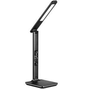 Černá kovová stolní lampa Halo Design Office Watch & Light
