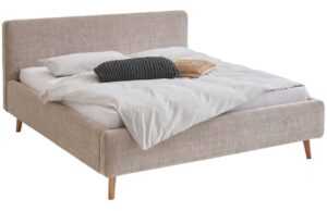 Béžová látková dvoulůžková postel Meise Möbel Mattis 160 x 200 cm s úložným prostorem