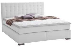 Bílá koženková dvoulůžková postel 180 x 200 cm Meise Möbel Isa