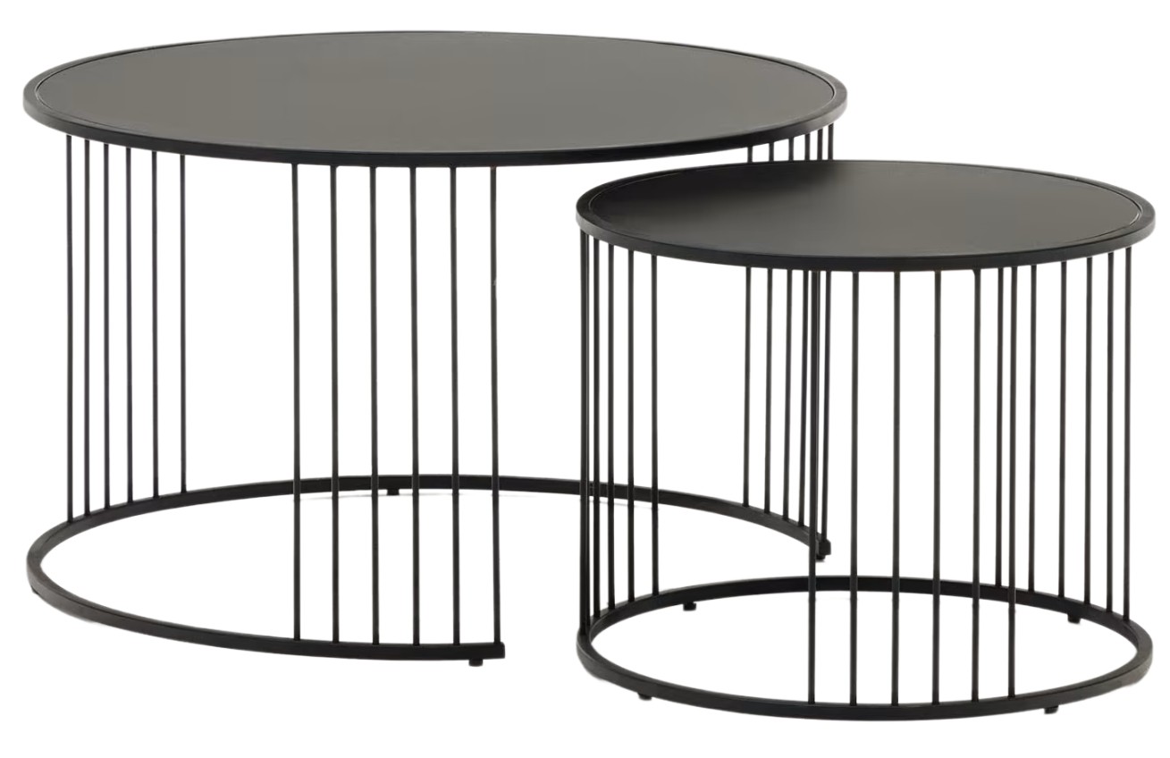 Set dvou černých skleněných konferenčních stolků Kave Home Hadar 45/75 cm