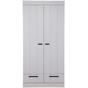 Hoorns Cementově šedá dřevěná šatní skříň Ernie 195 x 94 cm