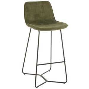 Zelená sametová barová židle J-line Vap 76 cm