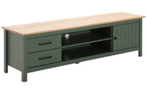 Olivově zelený borovicový TV stolek Marckeric Miranda 158 x 40 cm
