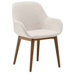 Béžová čalouněná jídelní židle Kave Home Konna s tmavou podnoží