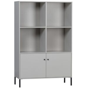 WOOOD Šedá dřevěná knihovna Xam 160 x 107 cm