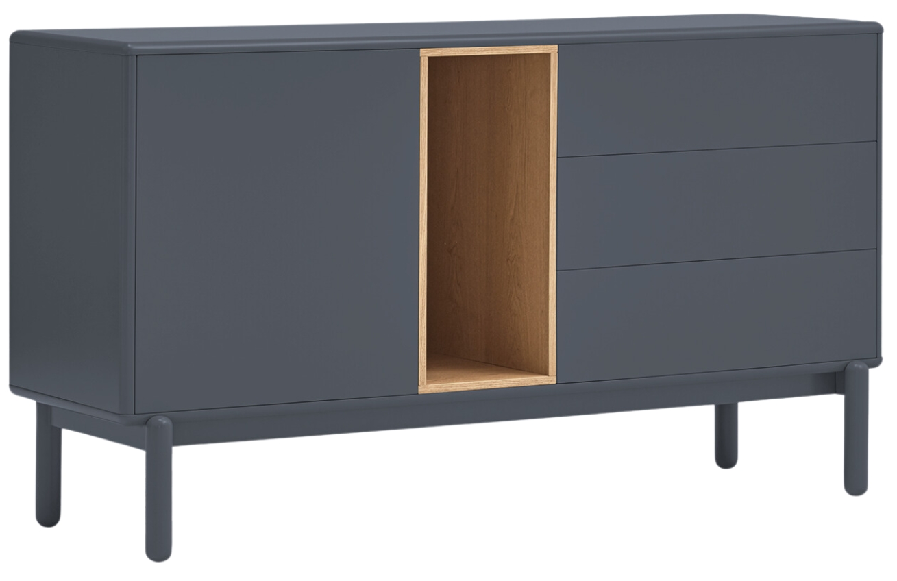 Antracitově šedá lakovaná komoda Teulat Corvo 140 x 40 cm