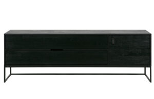 WOOOD Černý jasanový TV stolek Frax 180 x 40 cm