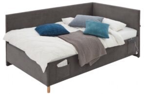 Antracitová manšestrová postel Meise Möbel Cool II. 90 x 200 cm s úložným prostorem