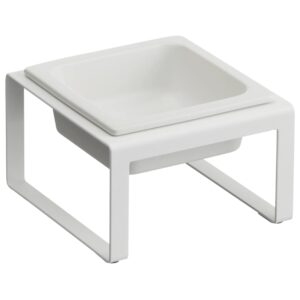 Bílá keramická miska pro psy Yamazaki Tower se stojanem