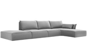 Micadoni Sametová rohová pohovka Kaelle 364 cm