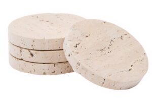 Set čtyř béžových kamenných podtácků Kave Home Zera