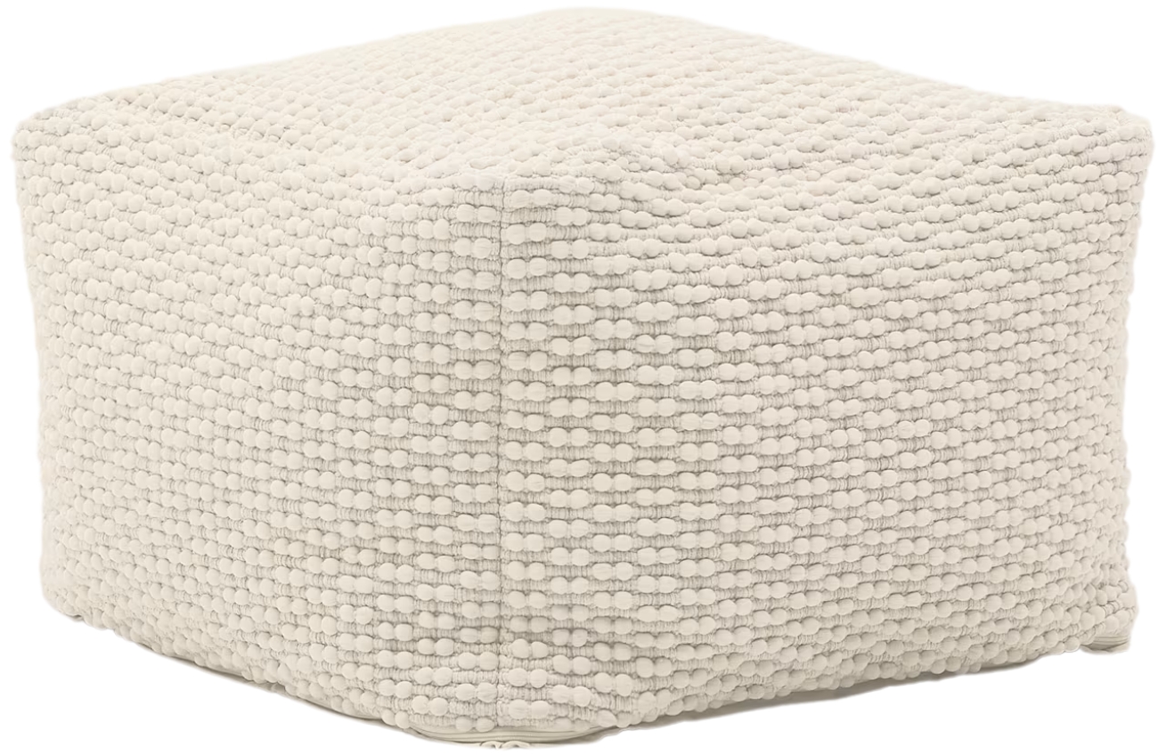 Bílý puf Kave Home Mascarell 60 x 60 cm