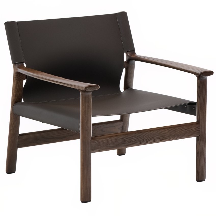 Tmavě hnědé kožené křeslo Kave Home Jan