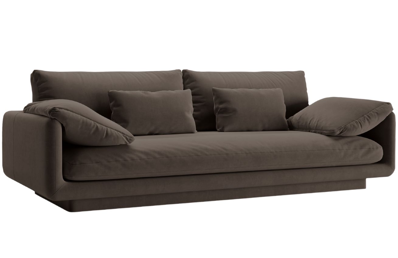 Micadoni Hnědá sametová trojmístná pohovka Torino 220 cm