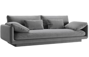 Micadoni Světle šedá sametová trojmístná pohovka Torino 220 cm