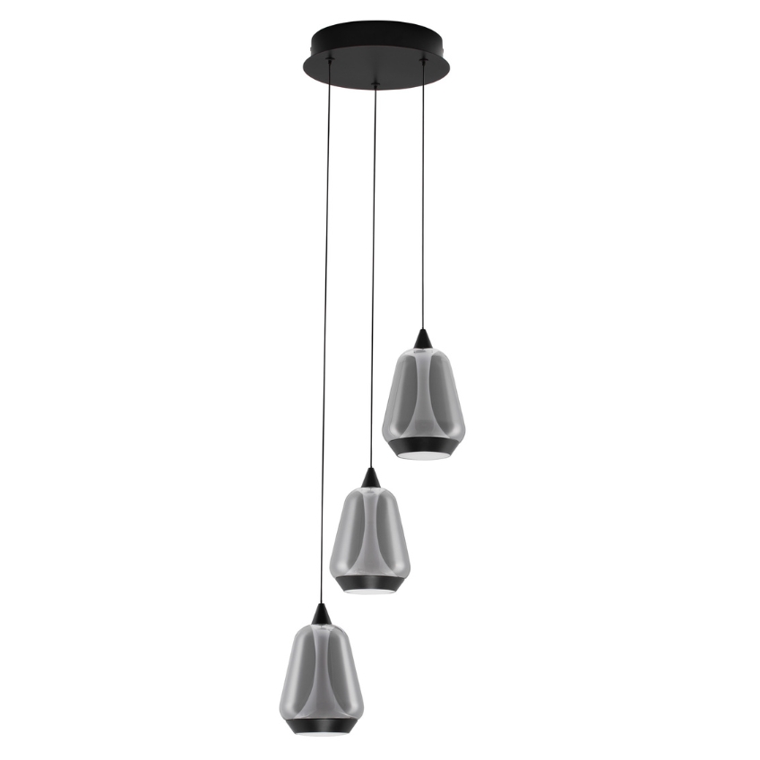 Nova Luce Kouřově šedé skleněné závěsné LED světlo Alish 28 cm
