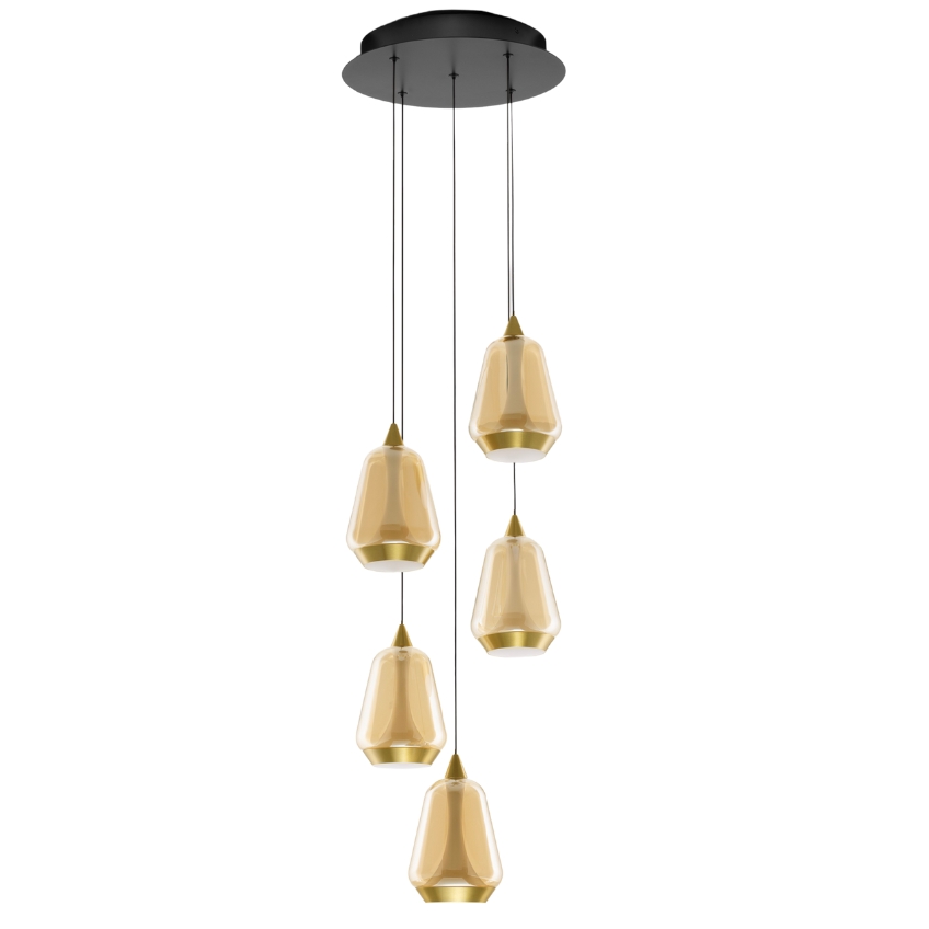 Nova Luce Zlaté skleněné závěsné LED světlo Alish 33 cm