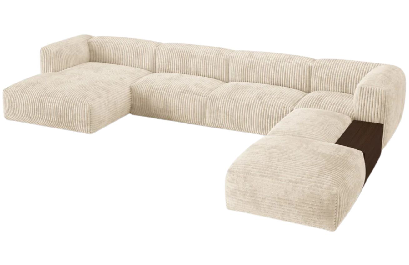 Micadoni Světle béžová manšestrová rohová pohovka Martina 406 cm