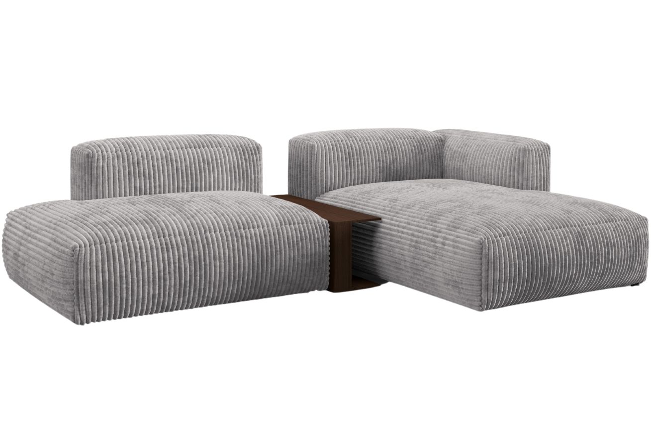 Micadoni Světle šedá manšestrová rohová pohovka Martina 285 cm