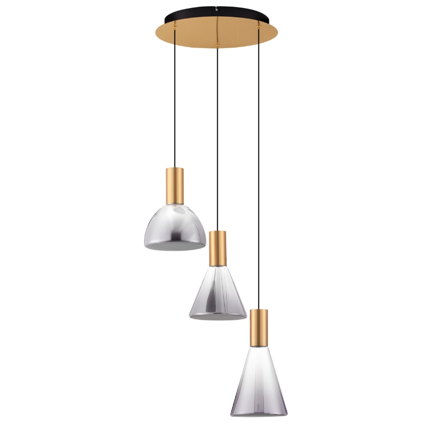 Nova Luce Kouřově šedé skleněné závěsné LED světlo Voi 43 cm