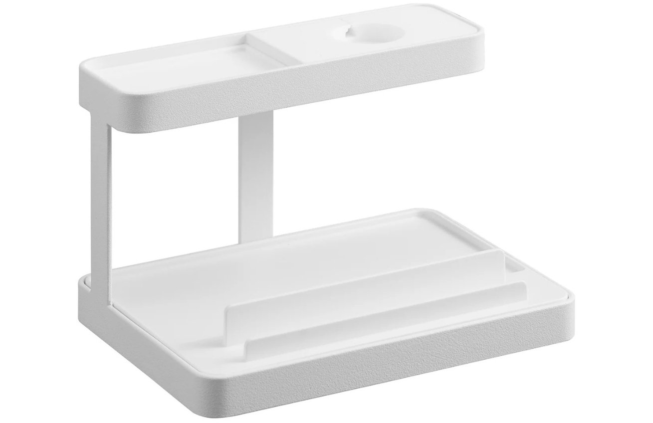 YAMAZAKI Bílý kovový stojan k nabíjení Tower 16 cm