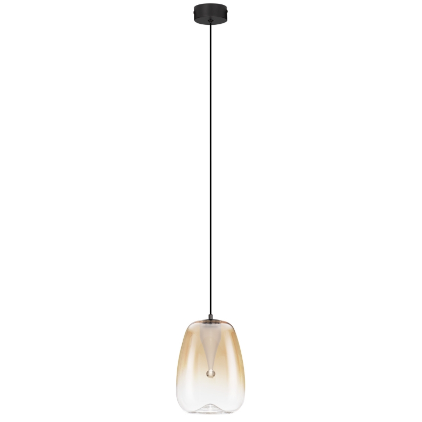 Nova Luce Jantarově hnědé skleněné závěsné světlo Oblo 16 cm