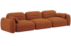 Cosmopolitan Design Terakotově oranžová sametová čtyřmístná pohovka Sydney 320 cm