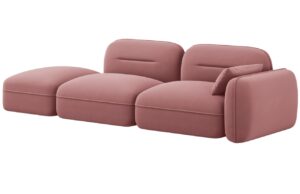 Cosmopolitan Design Růžová sametová trojmístná pohovka Sydney 295 cm