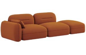Cosmopolitan Design Terakotově oranžová sametová trojmístná pohovka Sydney 295 cm