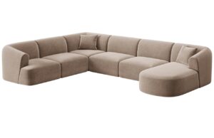 Cosmopolitan Design Béžová sametová rohová pohovka Campi 330 cm