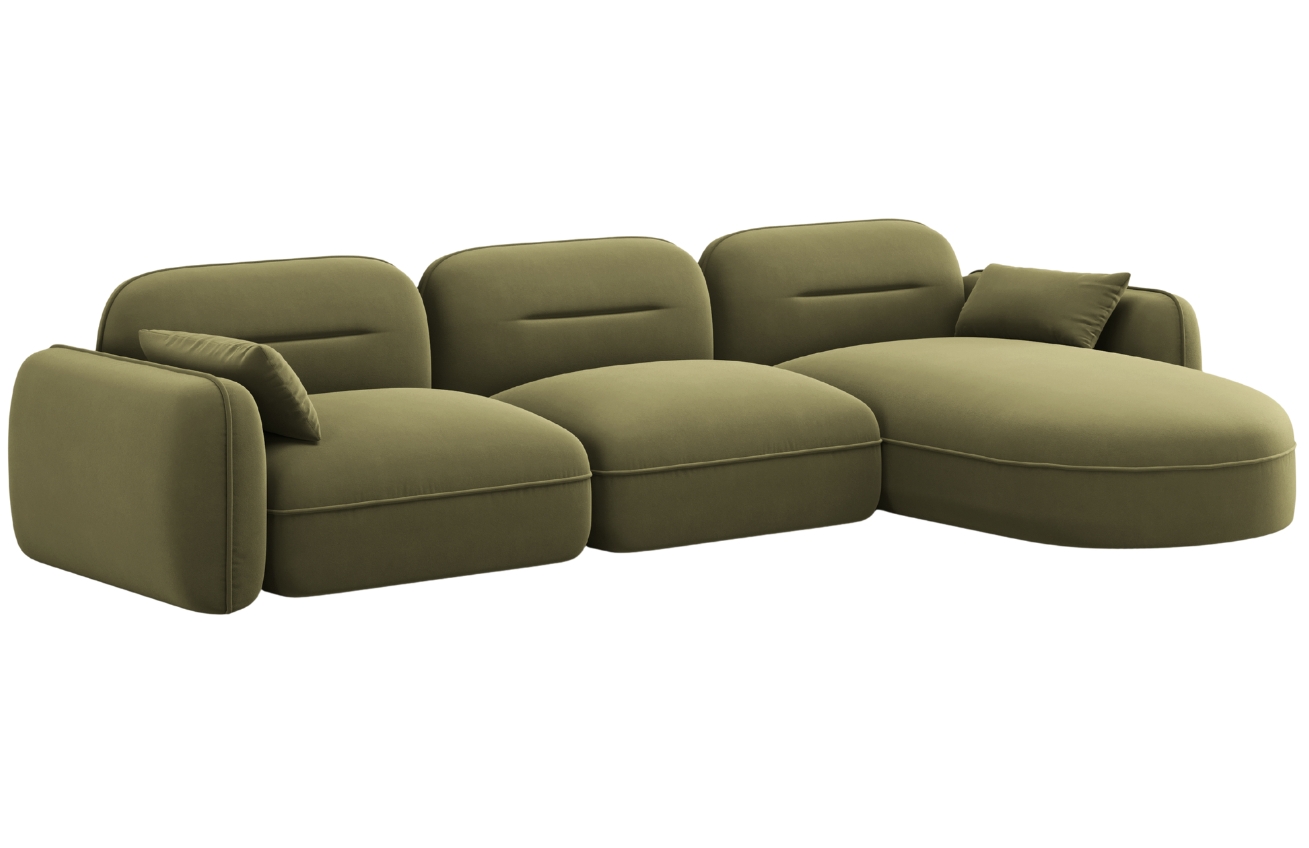 Cosmopolitan Design Zelená sametová rohová pohovka Sydney 320 cm