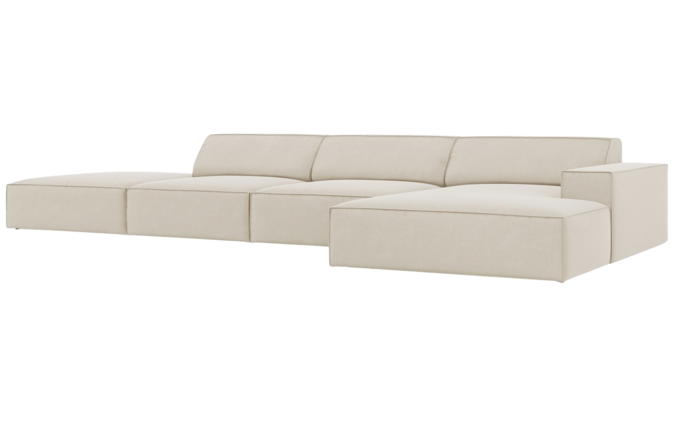 Micadoni Tmavě béžová sametová rohová pohovka Jodie 341