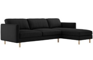 Micadoni Černá sametová rohová pohovka Eden 286 cm
