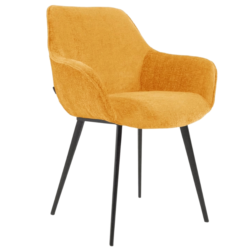 Kave Home Hořčicově žlutá čalouněná jídelní židle Amira