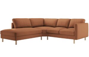 Micadoni Oranžová sametová rohová pohovka Eden 267 cm