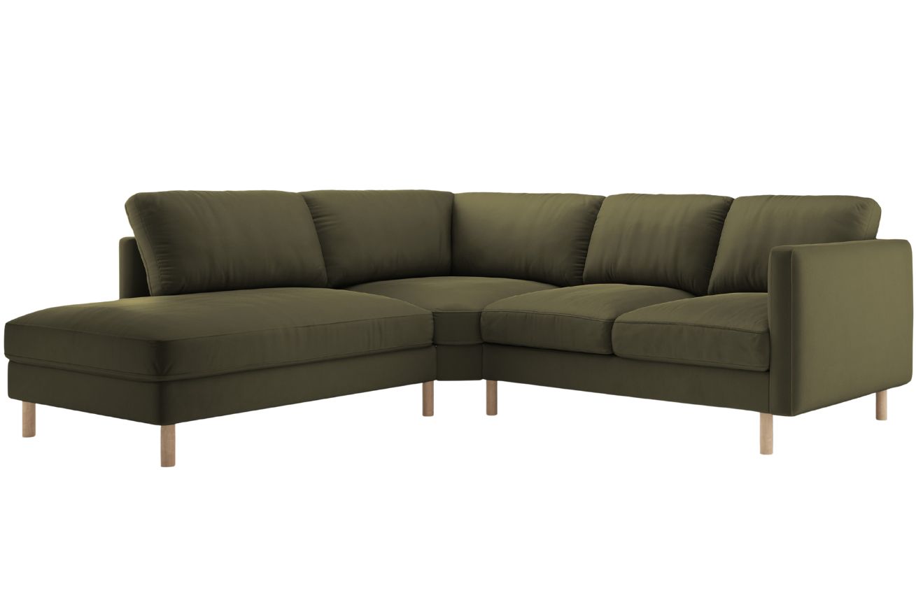 Micadoni Zelená sametová rohová pohovka Eden 267 cm