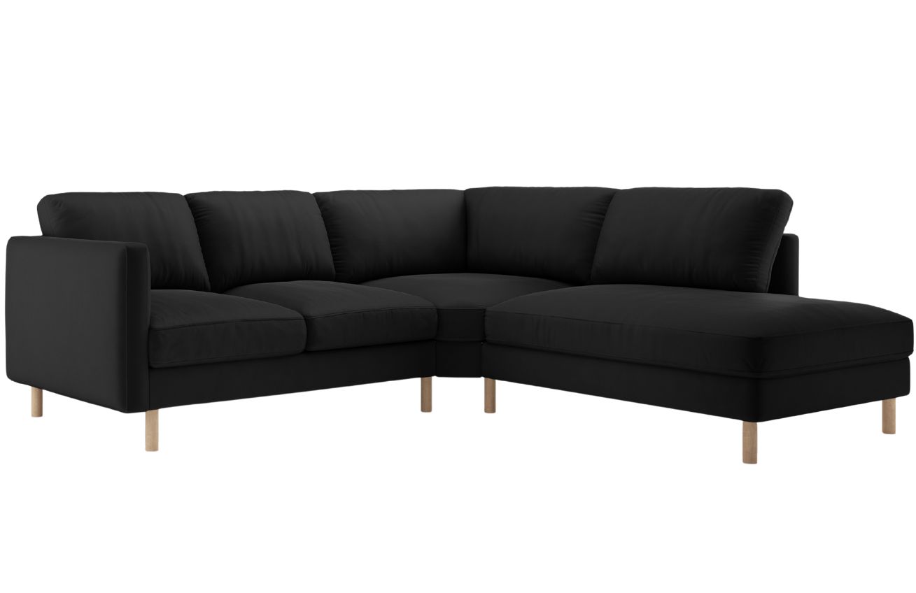 Micadoni Černá sametová rohová pohovka Eden 267 cm