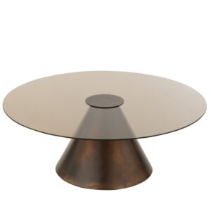 J-line Hnědý skleněný konferenční stolek Mirage 80cm