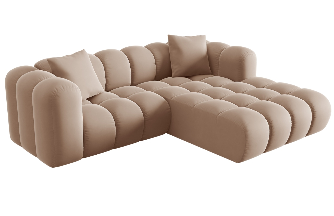 Windsor & Co Sametová rohová pohovka Halley 242 cm