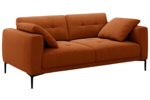 Micadoni Terakotově oranžová sametová trojmístná pohovka Bemy 200 cm