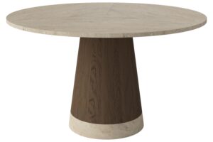 Bolia Béžový kamenný jídelní stůl Piro 125 cm s tmavou dubovou podnoží