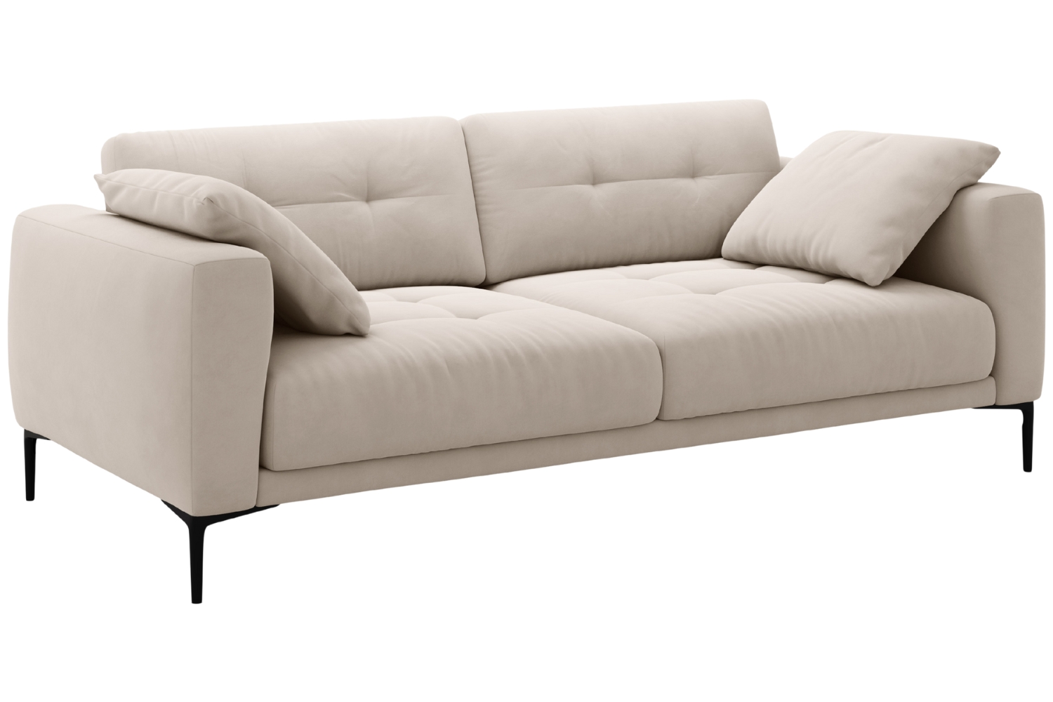 Micadoni Béžová sametová čtyřmístná pohovka Bemy 230 cm