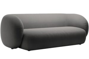 Micadoni Tmavě šedá sametová trojmístná pohovka Kate 213 cm