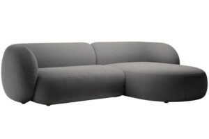 Micadoni Tmavě šedá sametová rohová pohovka Kate 285 cm